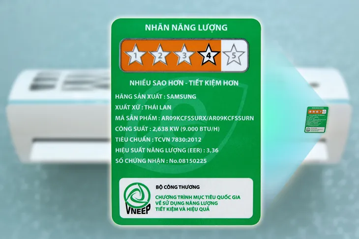 Hiệu suất tiết kiệm điện 3 sao cho dòng máy không Inverter