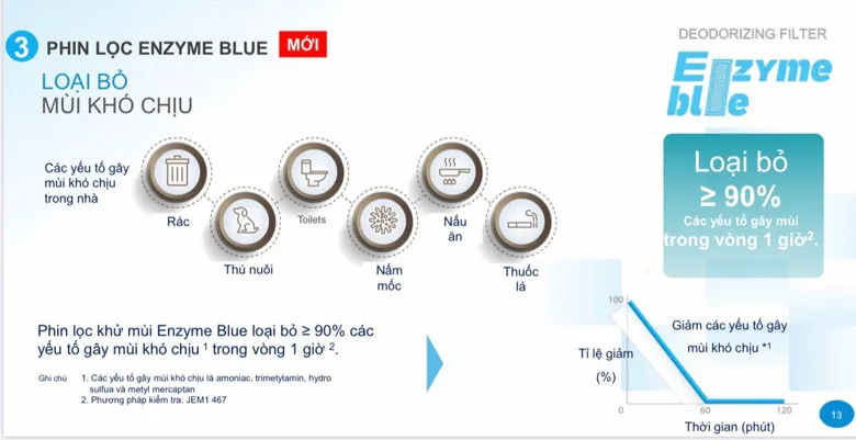 Tinh lọc không khí với màng lọc ENZYME BLUE