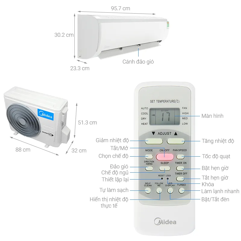 Điều Hòa Midea 24000BTU 2 Chiều Inverter MSAFB-24HRDN8