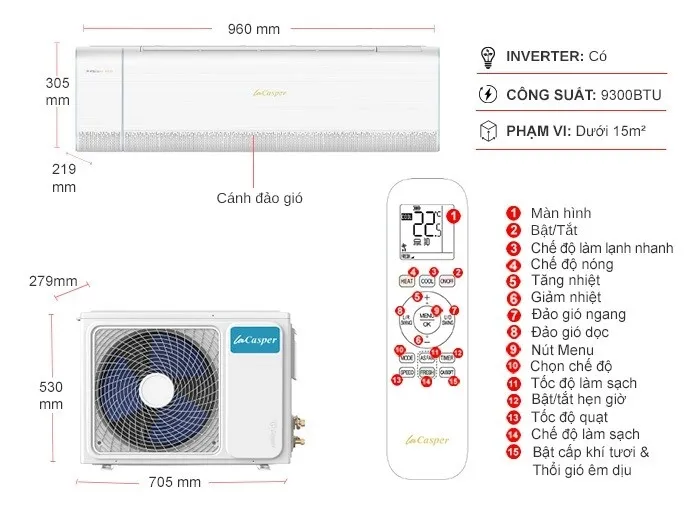 Điều Hòa LaCasper 9000BTU 2 Chiều Inverter XH-09IF35
