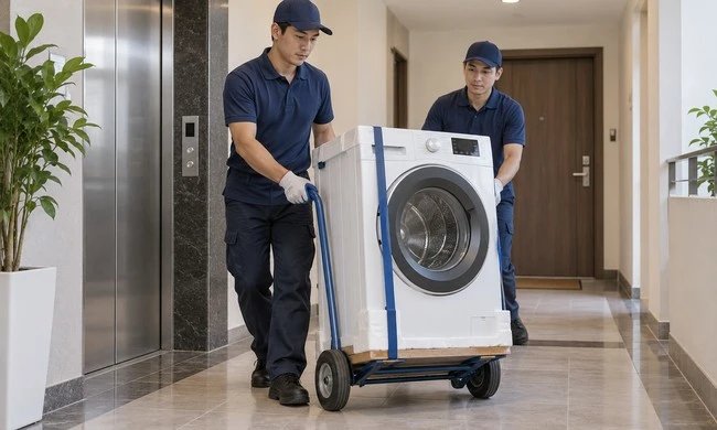 Vì sao máy giặt cần được vận chuyển đúng tư thế? Có được đặt nằm ngang không?