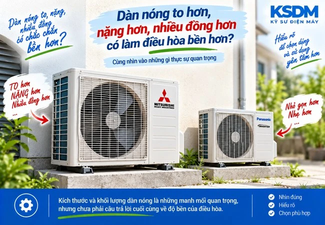 Dàn nóng to, nặng, nhiều đồng hơn có làm điều hòa bền hơn?