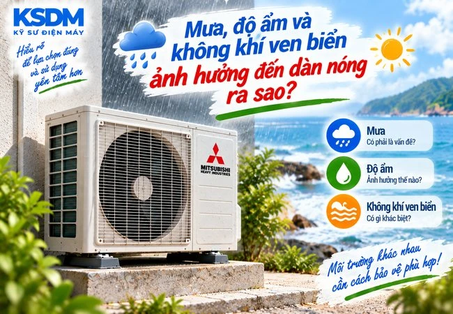 Mưa, độ ẩm và không khí ven biển ảnh hưởng đến dàn nóng ra sao?