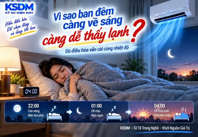 Vì sao ban đêm càng về sáng càng dễ thấy lạnh dù điều hòa vẫn cài cùng nhiệt độ?