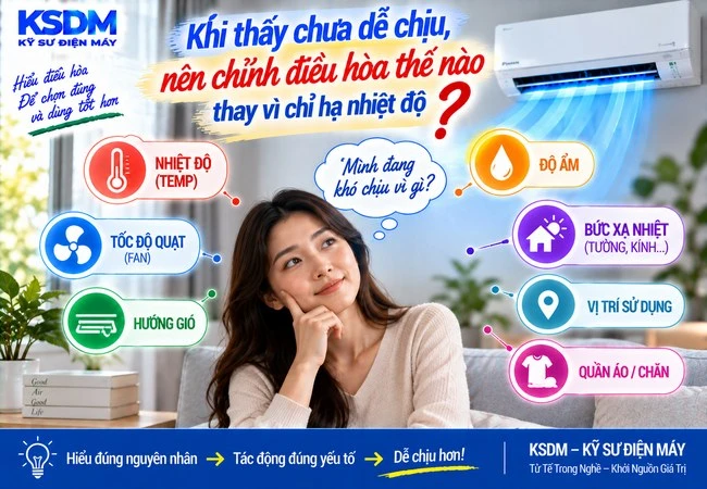 Khi thấy chưa dễ chịu, nên chỉnh điều hòa thế nào thay vì chỉ hạ nhiệt độ?