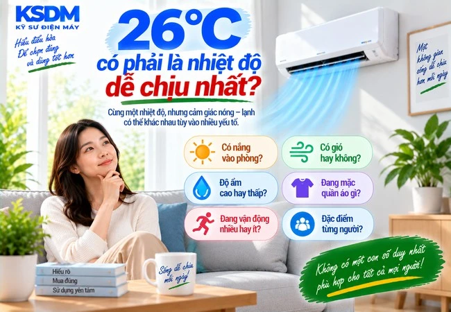26°C có phải là nhiệt độ dễ chịu nhất khi dùng điều hòa?