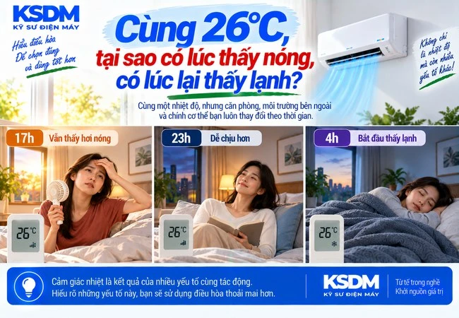 Cùng 26°C, tại sao có lúc thấy nóng, có lúc lại thấy lạnh?