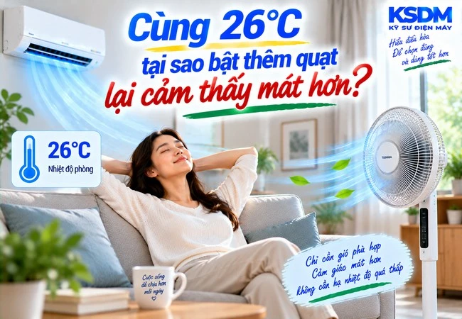 Cùng 26°C, tại sao bật thêm quạt lại cảm thấy mát hơn?