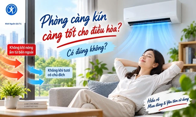 Phòng càng kín càng tốt cho điều hòa – có đúng không?