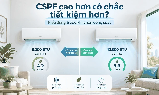 Điều hòa công suất lớn hơn nhưng CSPF cao hơn – nên hiểu thế nào?