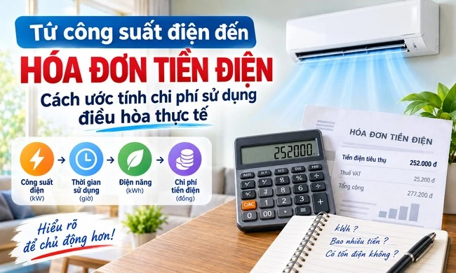 Từ công suất điện đến hóa đơn: cách ước tính chi phí sử dụng điều hòa thực tế