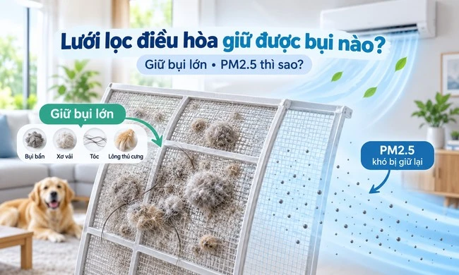 Lưới lọc điều hòa thực sự giữ được loại bụi nào?