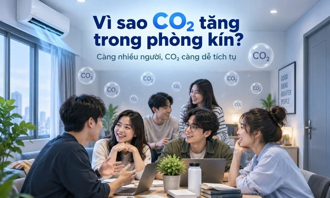 Vì sao CO₂ tăng khi nhiều người ở trong phòng kín?