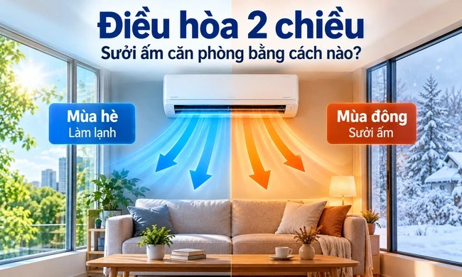 Điều hòa 2 chiều sưởi ấm căn phòng bằng cách nào?