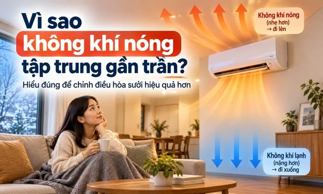 Vì sao không khí nóng tập trung gần trần?