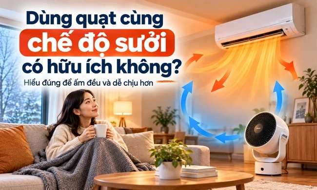 Dùng quạt cùng chế độ sưởi có hữu ích không?