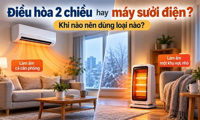 Điều hòa 2 chiều và máy sưởi điện – khi nào nên dùng loại nào?