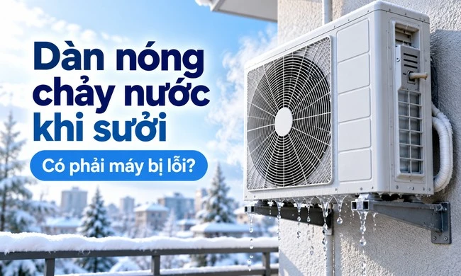 Vì sao dàn nóng điều hòa chảy nước hoặc có hơi trắng khi sưởi?