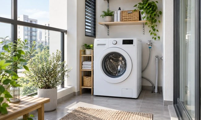 Máy giặt đặt ở ban công, nơi nồm ẩm hoặc trong hộc tủ cần lưu ý gì?