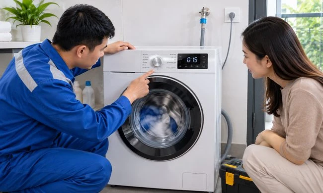 Sau khi lắp đặt máy giặt, cần chạy thử và nghiệm thu những gì trước khi bàn giao?