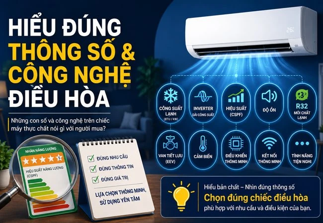 Những thông số và công nghệ nào thực sự đáng quan tâm khi mua điều hòa?