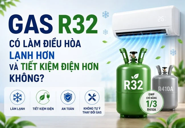 Gas R32 có làm điều hòa lạnh hơn và tiết kiệm điện hơn không?