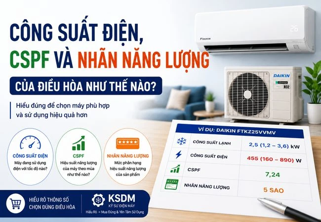 Đọc công suất điện, CSPF và nhãn năng lượng của điều hòa như thế nào?