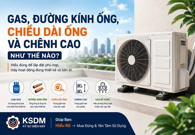 Đọc thông số Gas, đường kính ống đồng, chiều dài và chênh cao như thế nào?