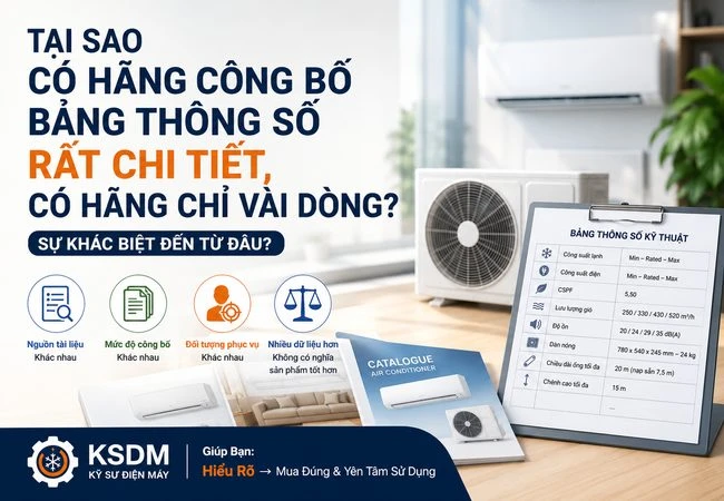 Tại sao có hãng công bố bảng thông số điều hòa rất chi tiết, có hãng chỉ vài dòng?