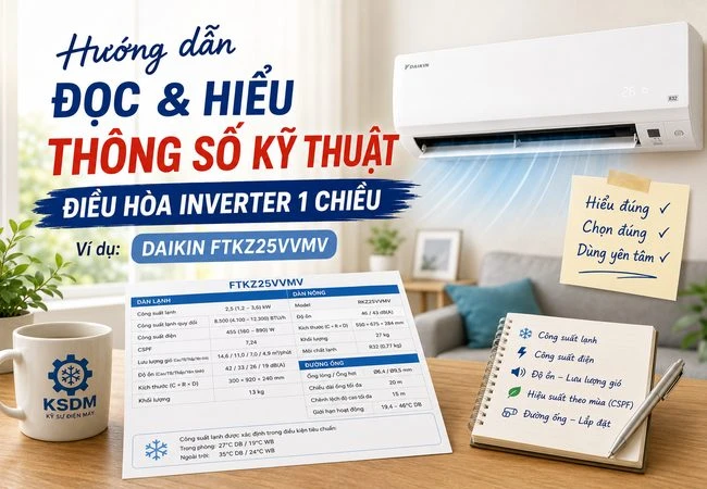 Hướng dẫn đọc & hiểu bảng thông số kỹ thuật điều hòa inverter 1 chiều.
