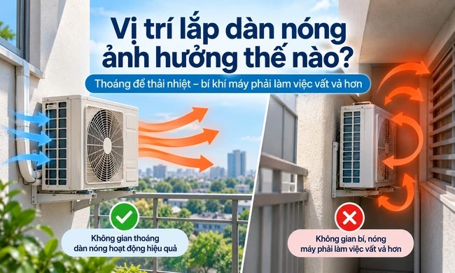 Tại sao vị trí lắp đặt dàn nóng ảnh hưởng đến hoạt động của điều hòa?