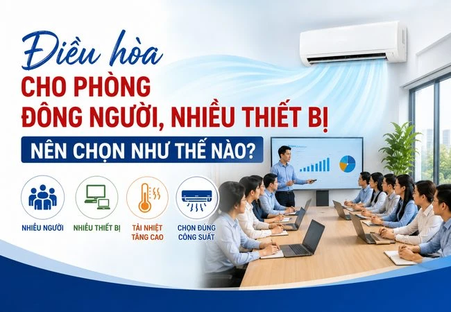 Điều hòa cho phòng đông người, nhiều thiết bị nên chọn như thế nào?