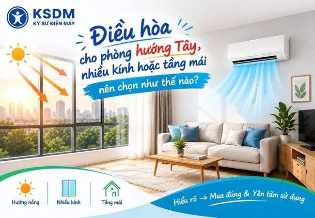 Điều hòa cho phòng hướng Tây, nhiều kính hoặc tầng áp mái nên chọn như thế nào?