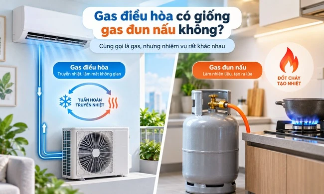 Gas điều hòa có giống Gas đun nấu không?