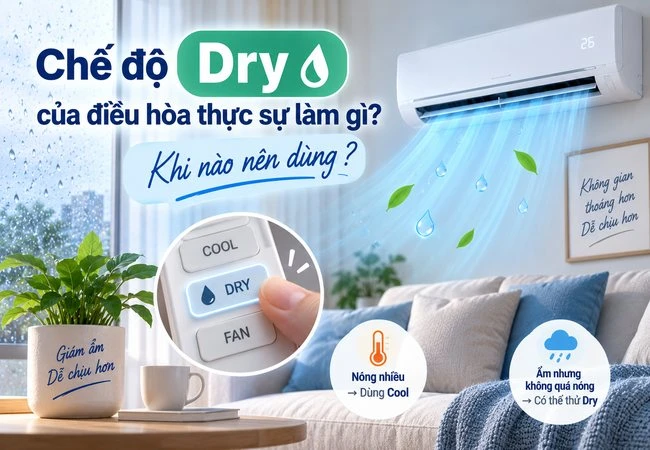 Chế độ Dry của điều hòa thực sự làm gì? Khi nào nên dùng?