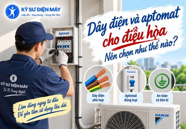 Dây điện và aptomat cho điều hoà nên chọn như thế nào?
