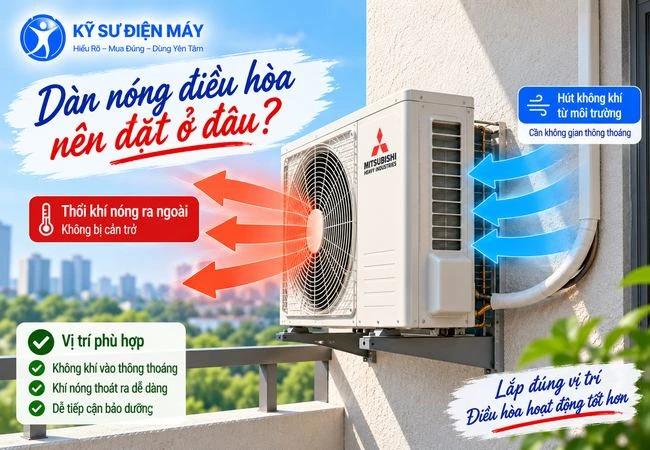 Dàn nóng điều hoà nên đặt ở đâu để thải nhiệt tốt?