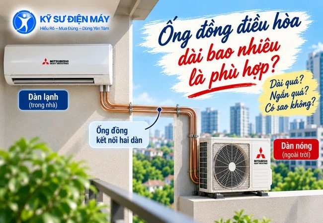 Ống đồng điều hoà dài bao nhiêu là phù hợp? Dài quá  hoặc ngắn quá có sao không?