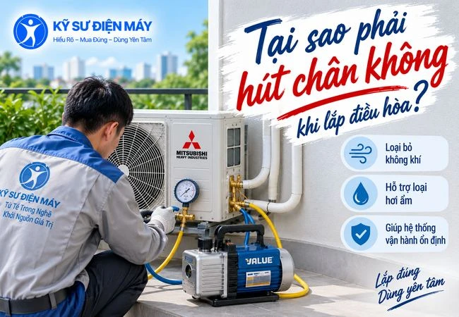 Tại sao phải hút chân không khi lắp điều hoà?