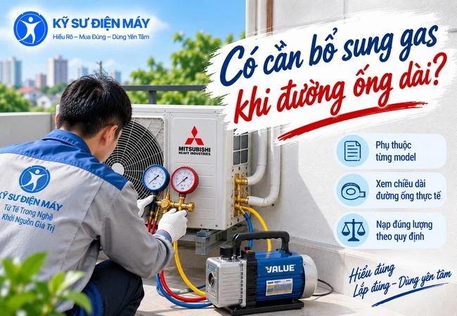 Có cần bổ xung gas khi đường ống điều hoà dài không?