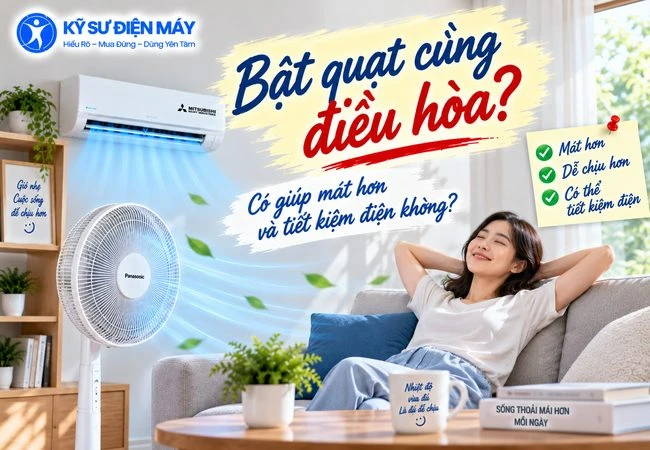 Bật quạt cùng điều hòa có giúp mát hơn và tiết kiệm điện không?
