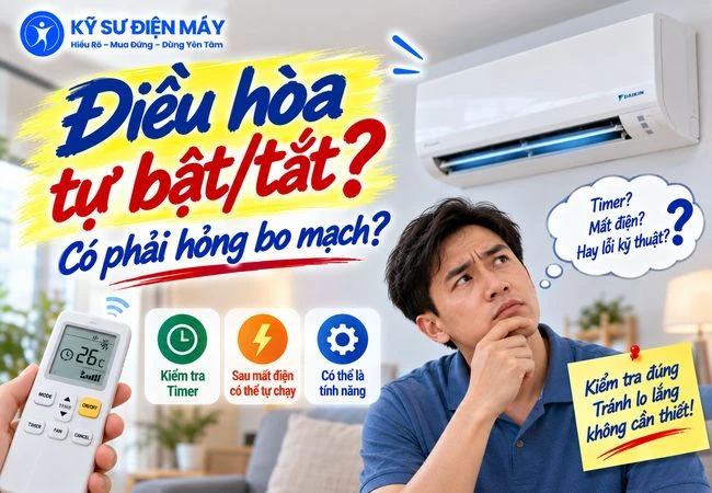 Điều hòa tự bật/tắt hoặc tự khởi động lại: Có phải bảng mạch bị lỗi?