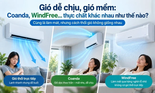"Gió dễ chịu", "gió mềm", Coanda, WindFree.. thực chất khác nhau như thế nào?
