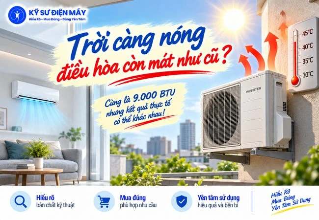 Khả năng làm lạnh khi trời rất nóng: Vì sao công suất 9.000 BTU chưa kể hết câu chuyện?