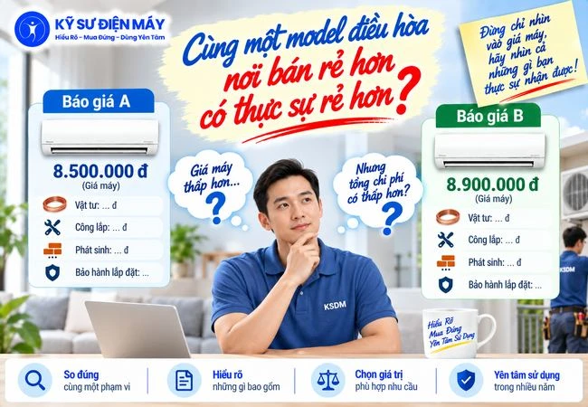 Cùng một model điều hòa, nơi bán rẻ hơn có thực sự rẻ hơn?