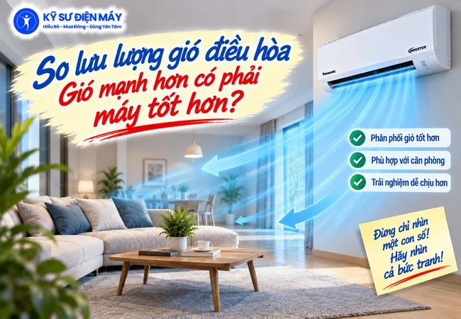 So lưu lượng gió điều hòa: Gió mạnh hơn có phải máy tốt hơn?