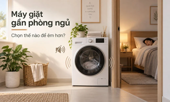 Máy giặt đặt gần phòng ngủ nên chọn thế nào để hạn chế tiếng ồn và rung?
