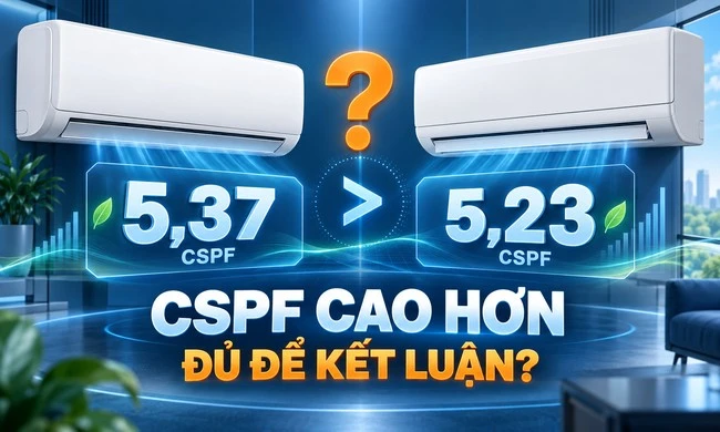 Midea MSCE-10CRFN8 CSPF 5,37 và MHI 10YZP 5,23: có thể kết luận gì?
