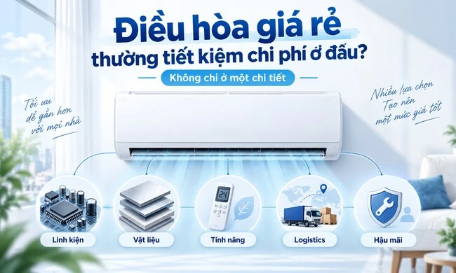 Điều hòa giá rẻ thường tiết kiệm chi phí ở đâu?