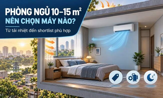 Phòng ngủ 10–15 m² ở Hà Nội: từ tải nhiệt đến shortlist model
